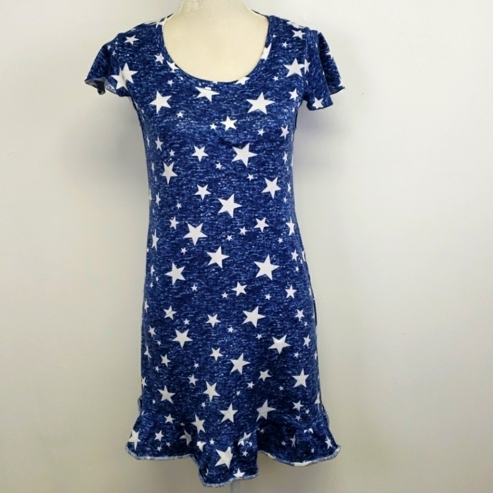 PJ Couture Short Night Gown Navy & White Stars EUC